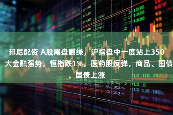 邦尼配资 A股尾盘翻绿，沪指盘中一度站上3500点，大金融强势，恒指跌1%，医药股反弹，商品、国债上涨
