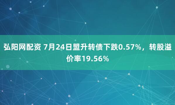 弘阳网配资 7月24日盟升转债下跌0.57%，转股溢价率19.56%