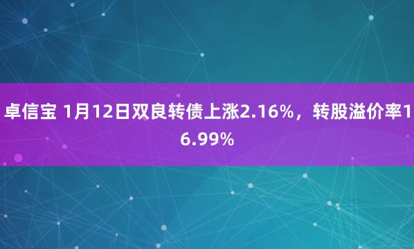 卓信宝 1月12日双良转债上涨2.16%，转股溢价率16.99%